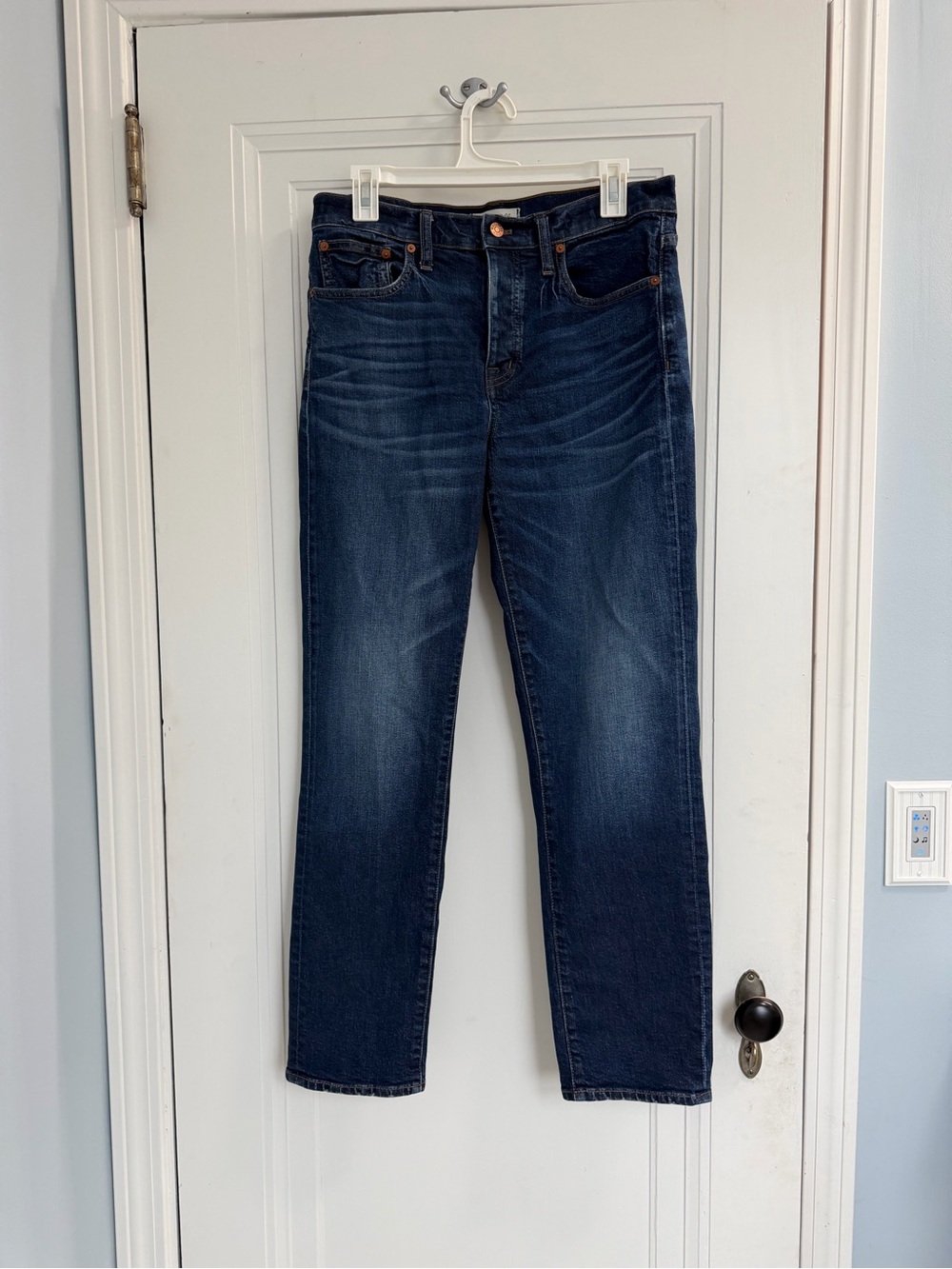 Madewell Cruiser Straight Jeans Size 28 Dark Wash Mid Rise Stretch Denim
